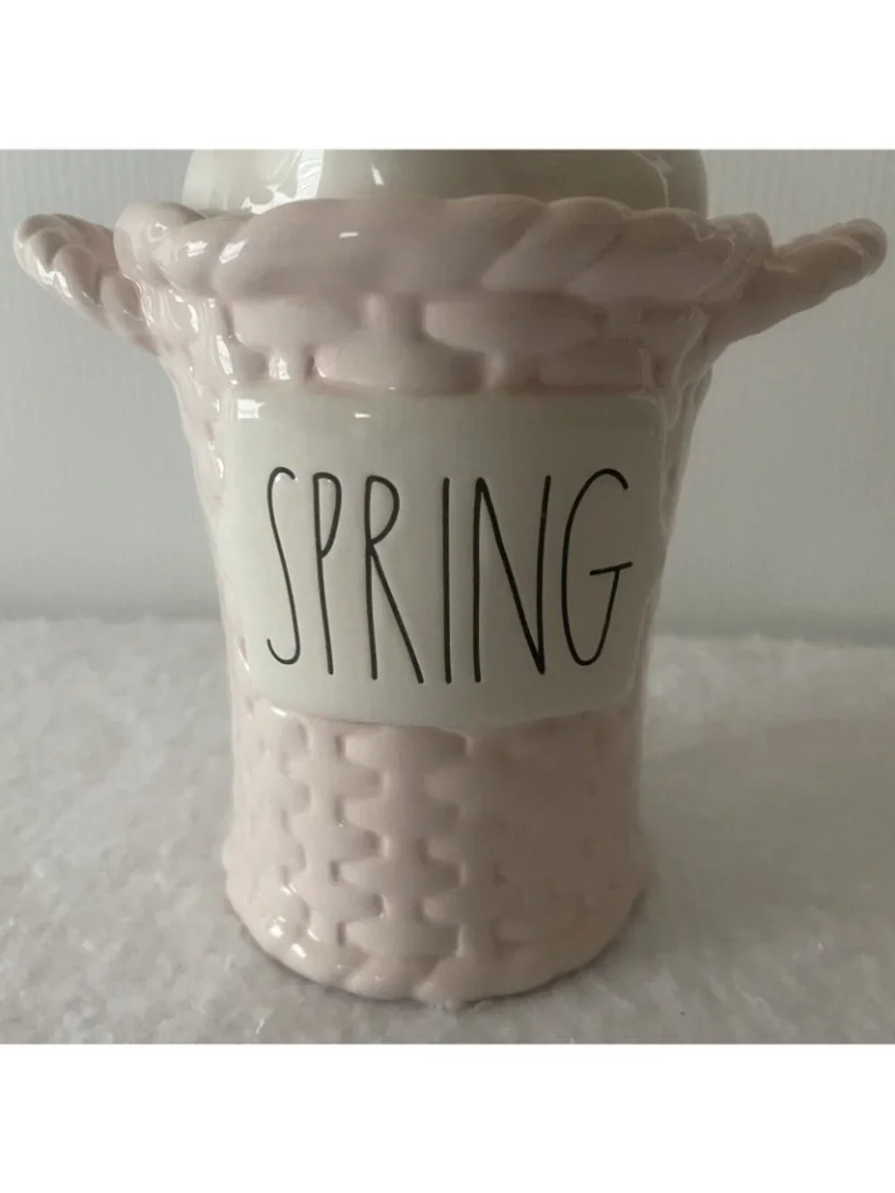 Rae Dunn Bunny Buns SPRING Basket Canister Bunny Tail Lid Magenta 2022 Easter